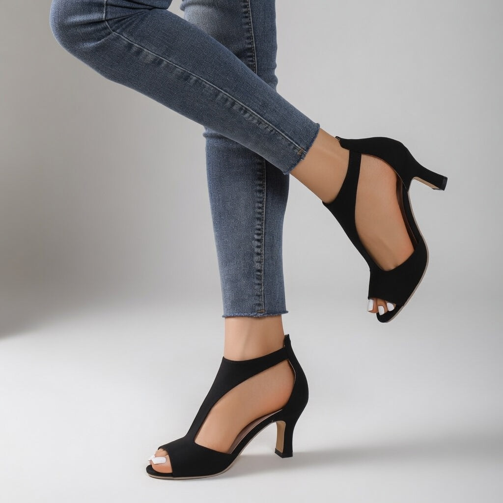 Damienne™ – Sandalia de tacón de ante, elegancia para la noche