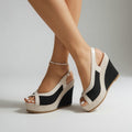 Ondeline™ — Sandalia de cuña bicolor con aire veraniego