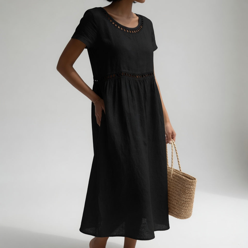 Pernelle™ — Vestido midi 100% algodón bordado feminidad suave