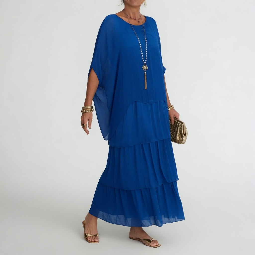 Émeline™ — Vestido maxi fluido con volantes de estilo bohemio