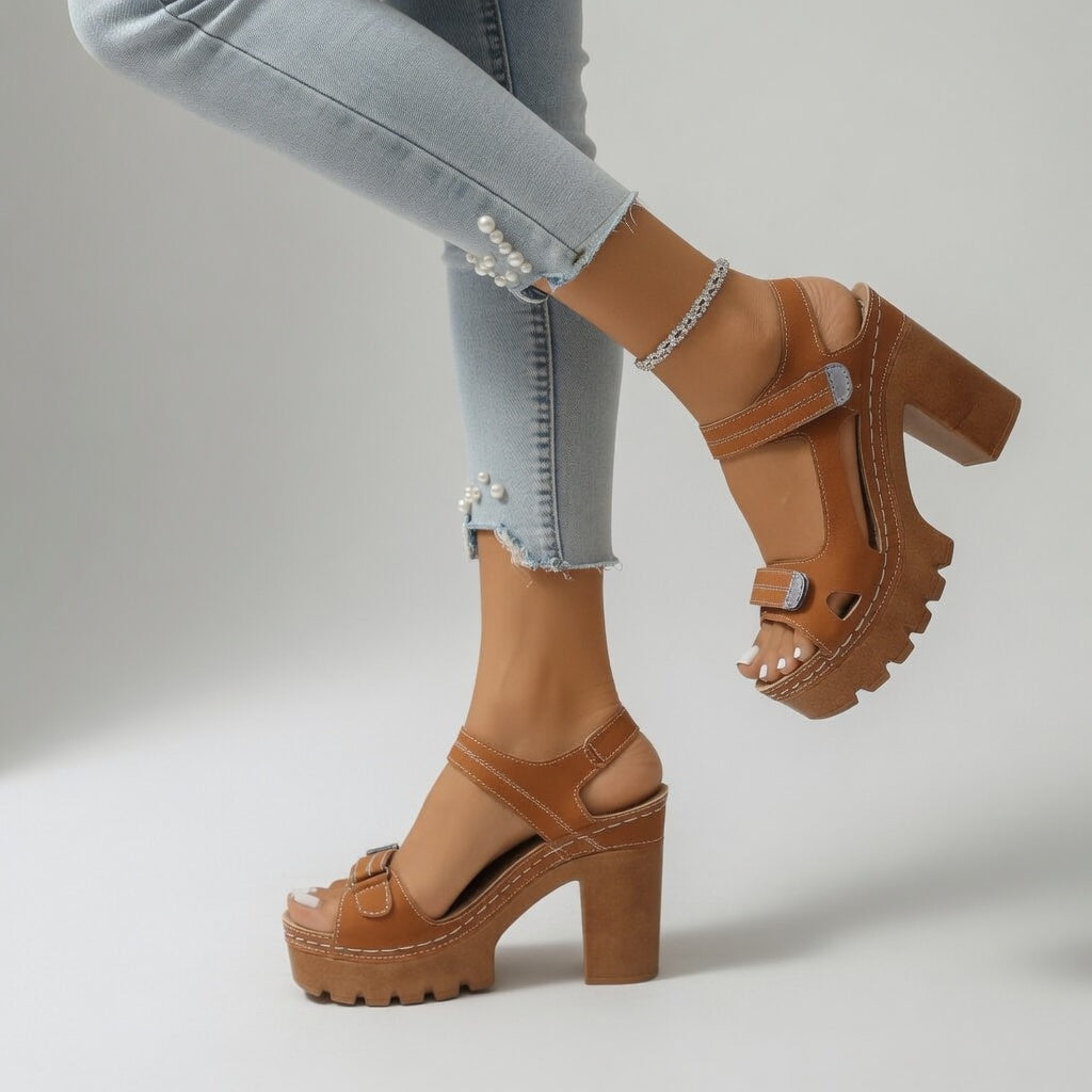 Célimène™ — Sandalia de tacón bloque con plataforma y look urbano