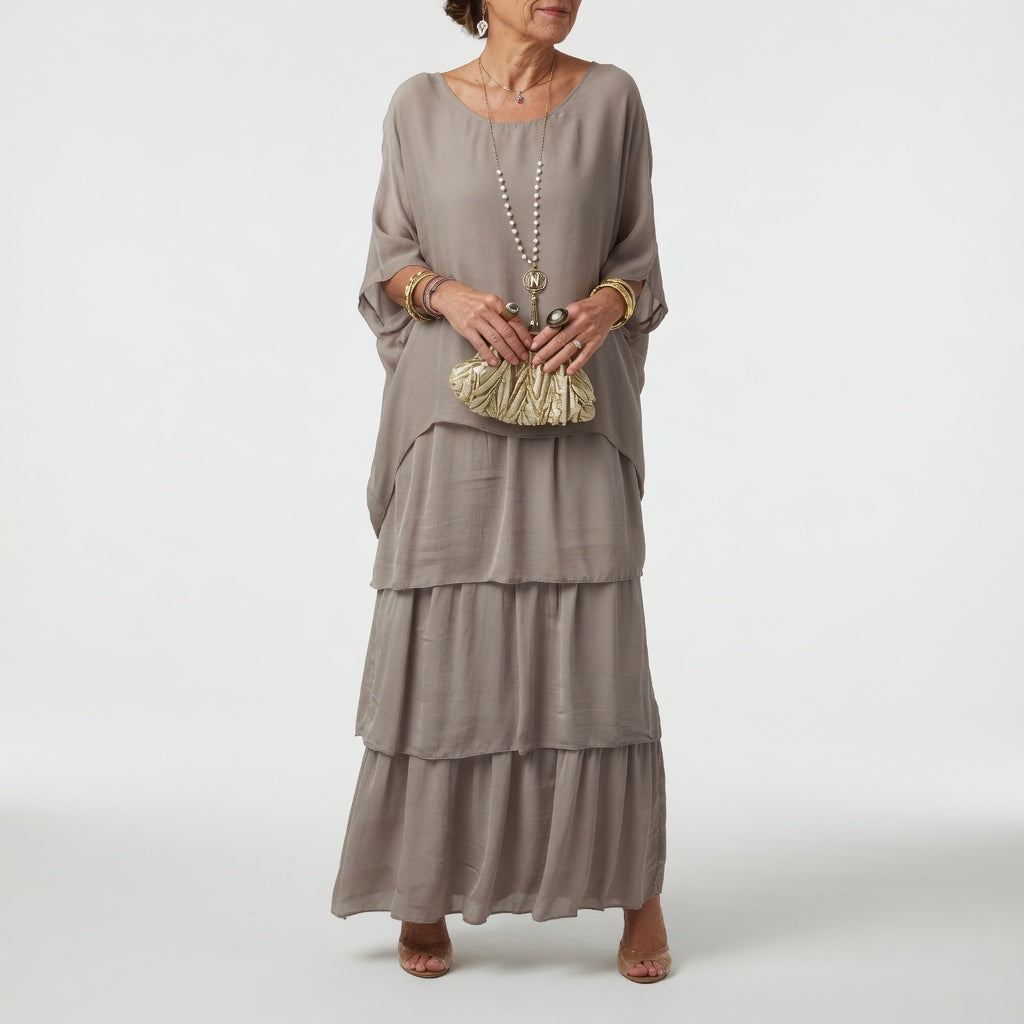 Émeline™ — Vestido maxi fluido con volantes de estilo bohemio