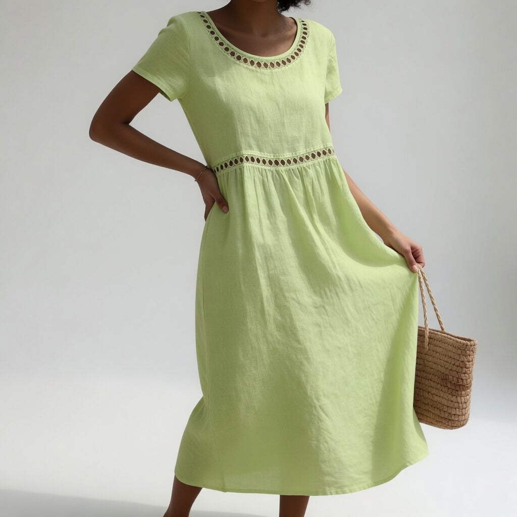 Pernelle™ — Vestido midi 100% algodón bordado feminidad suave