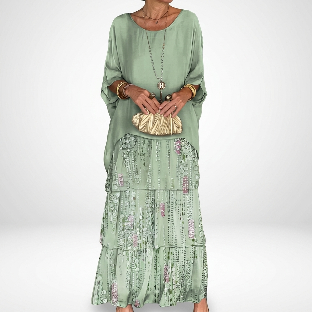 Émeline™ — Vestido maxi fluido con volantes de estilo bohemio