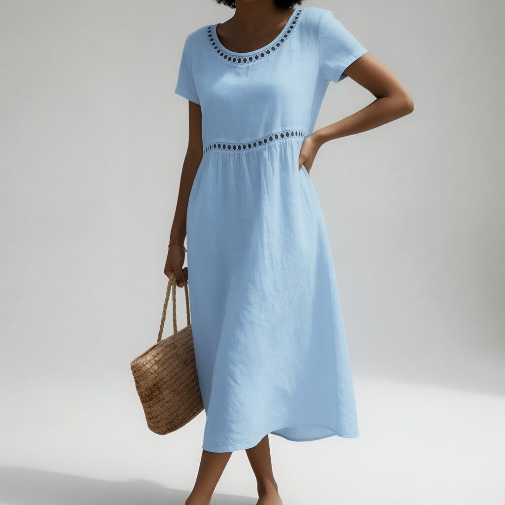Pernelle™ — Vestido midi 100% algodón bordado feminidad suave