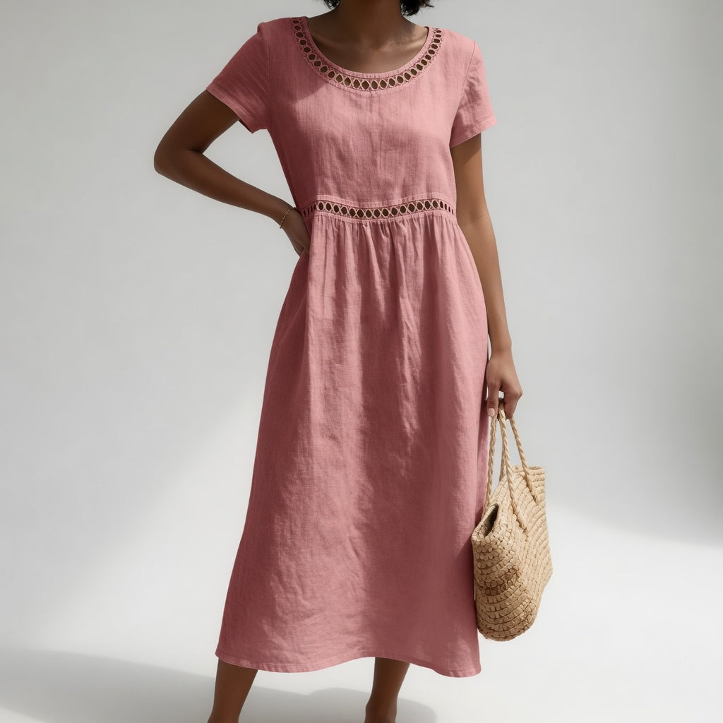 Pernelle™ — Vestido midi 100% algodón bordado feminidad suave