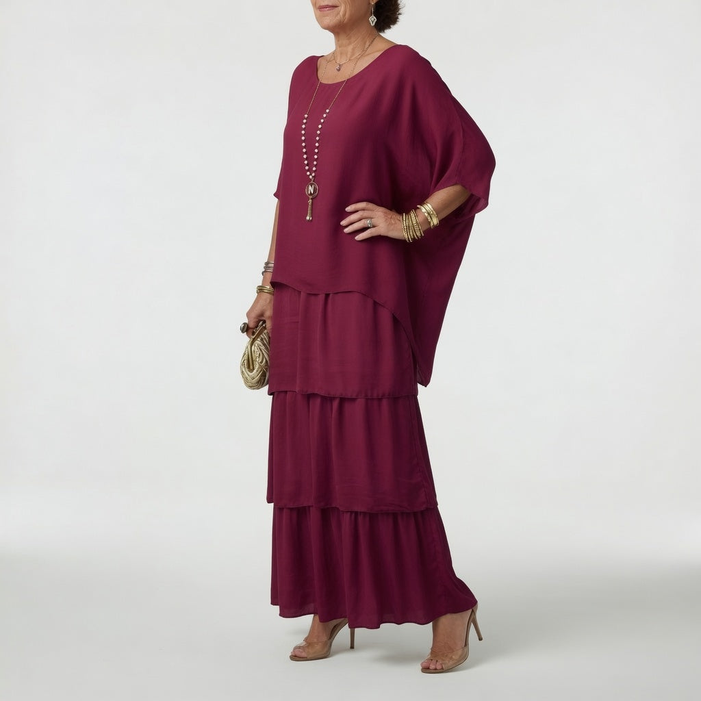 Émeline™ — Vestido maxi fluido con volantes de estilo bohemio