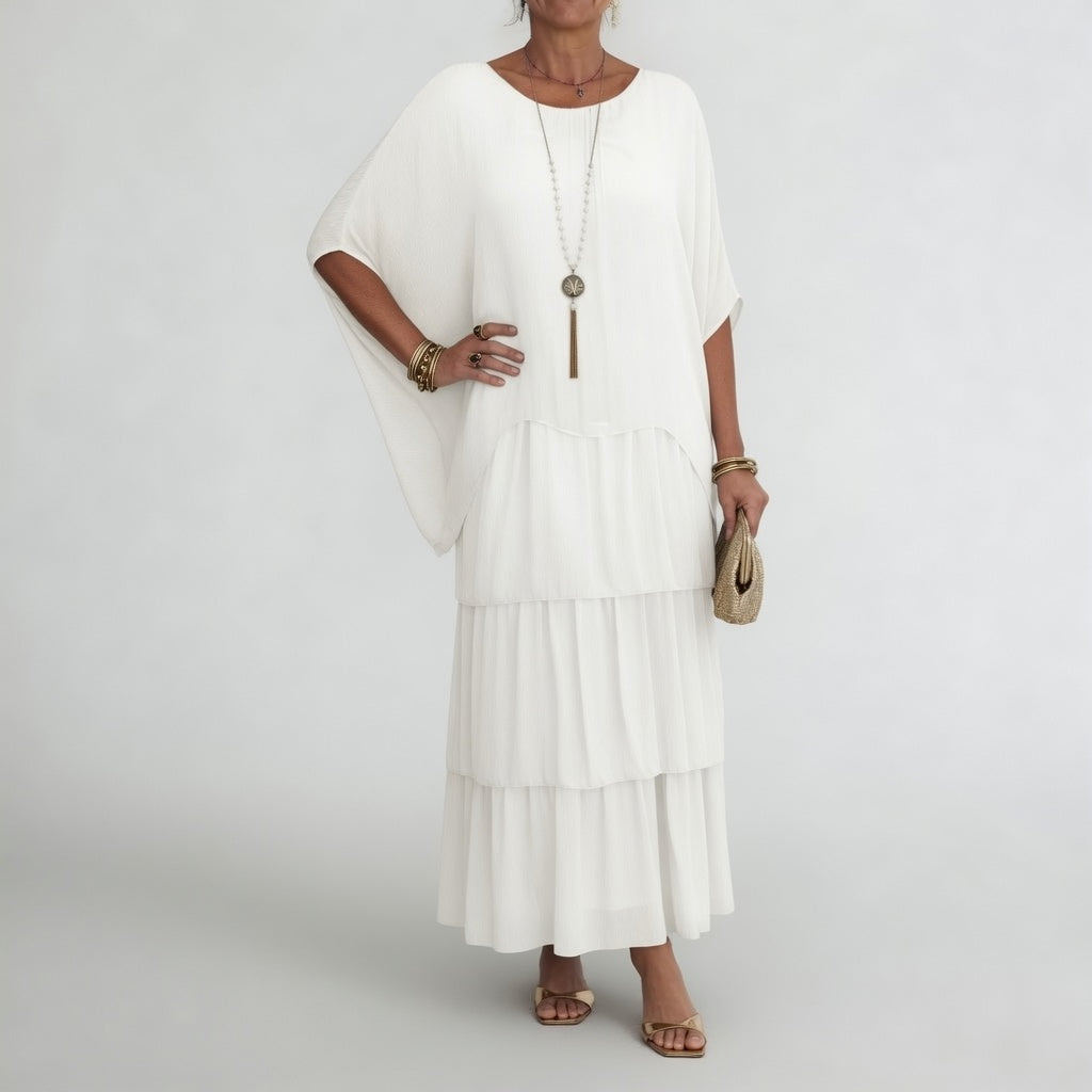 Émeline™ — Vestido maxi fluido con volantes de estilo bohemio