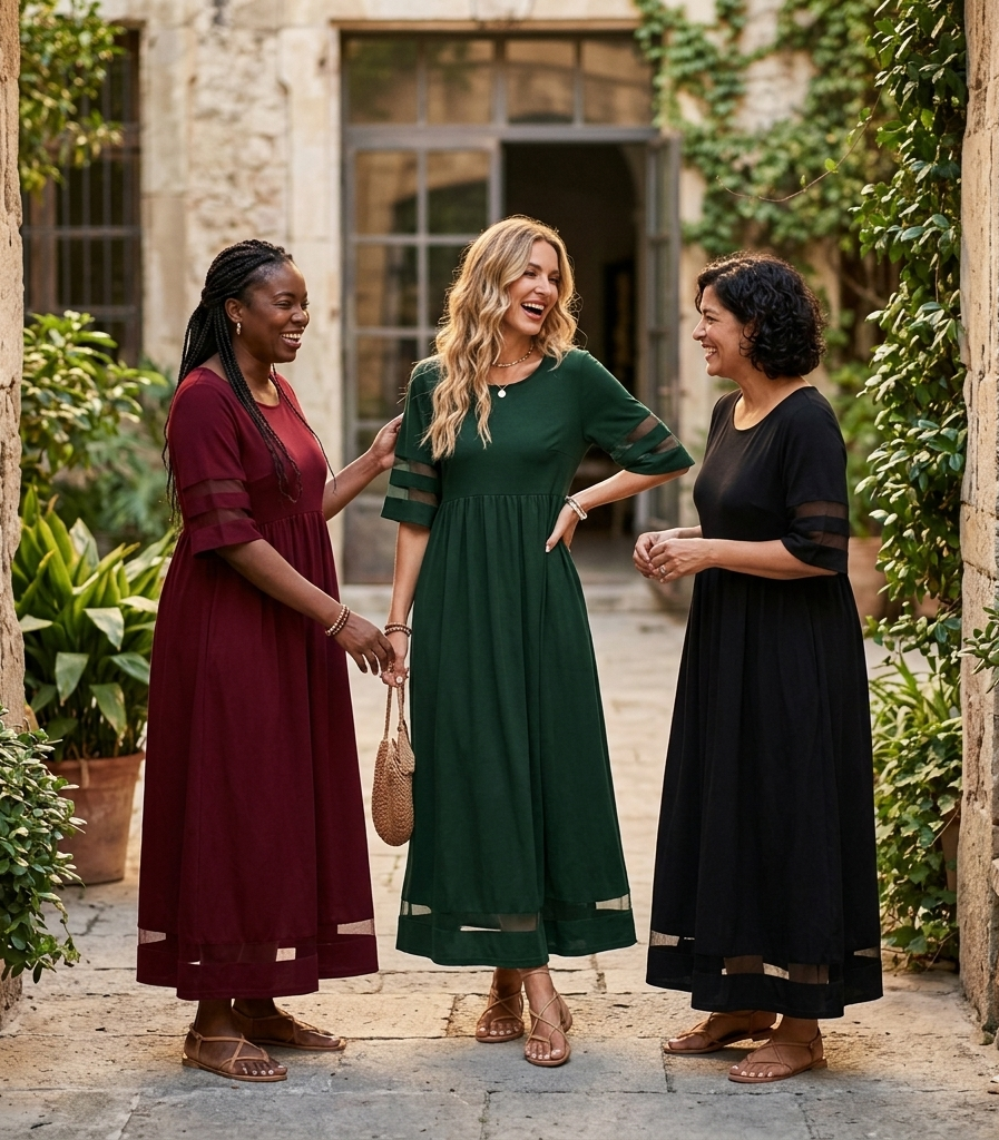 Aubrey™ | Vestido midi que favorece la silueta y alisa el abdomen